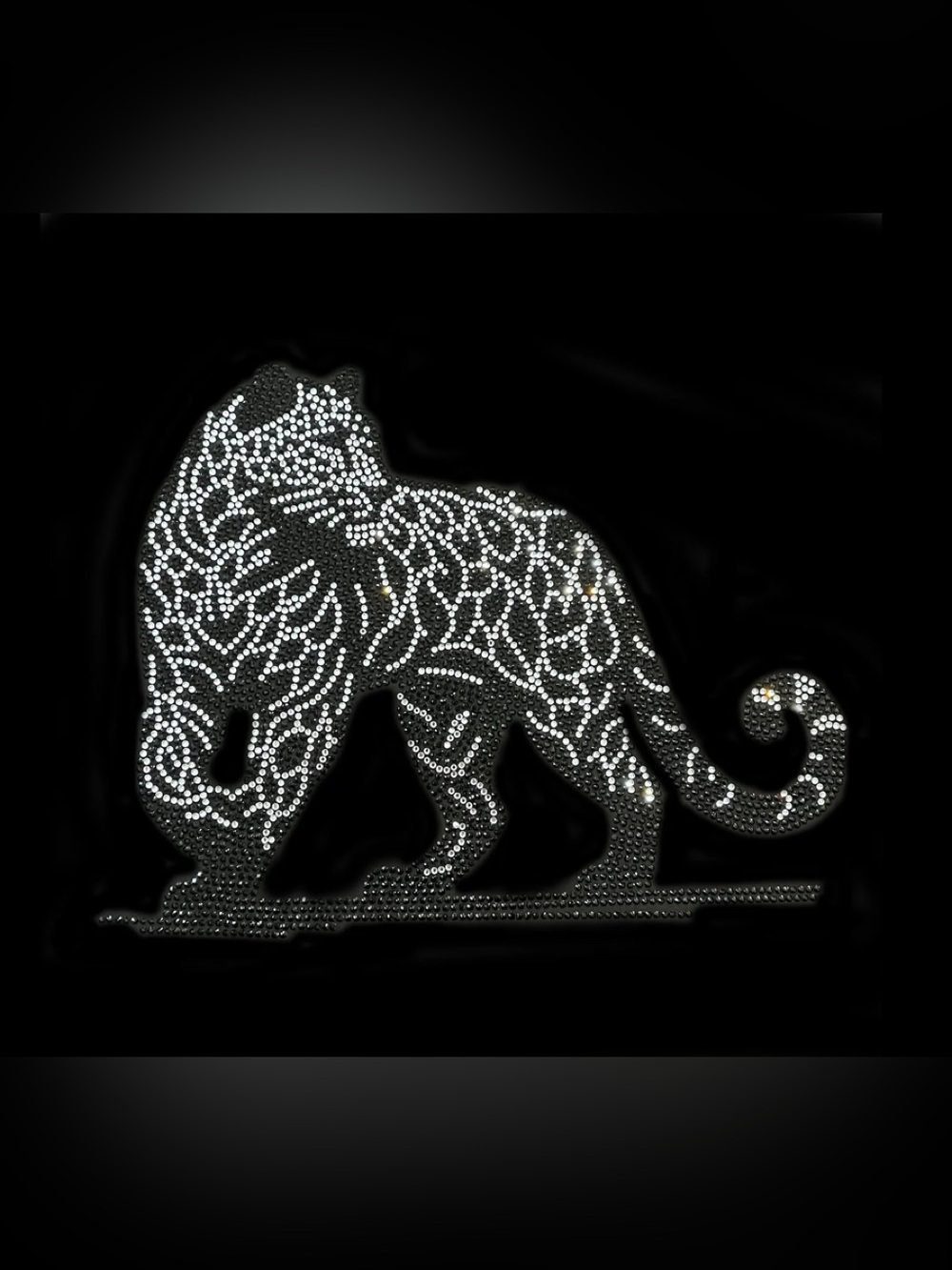 shirt crystal full tiger premium rhinestone 3/4 sleeve black